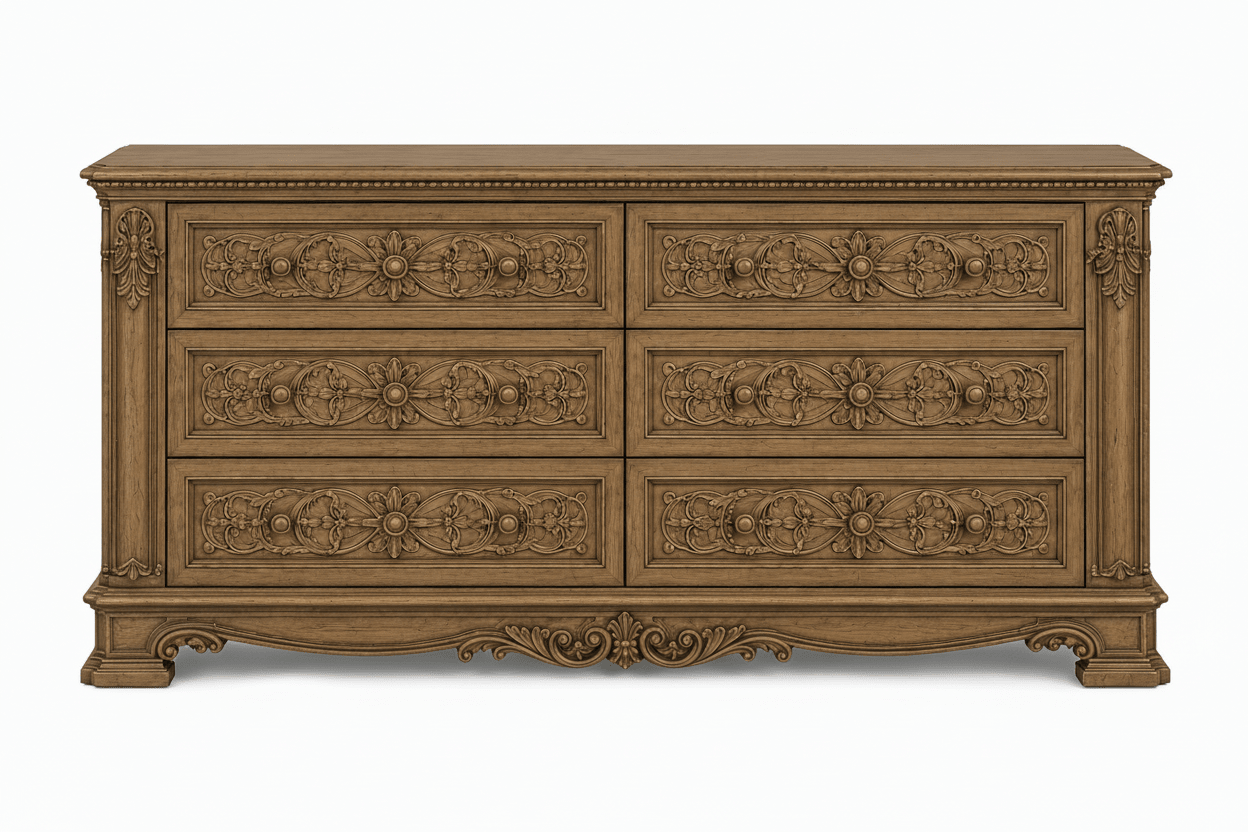 The Obsidian Crown™ Hand - Carved Solid Wood Gothic Dresser – handcrafted solid wood furniture