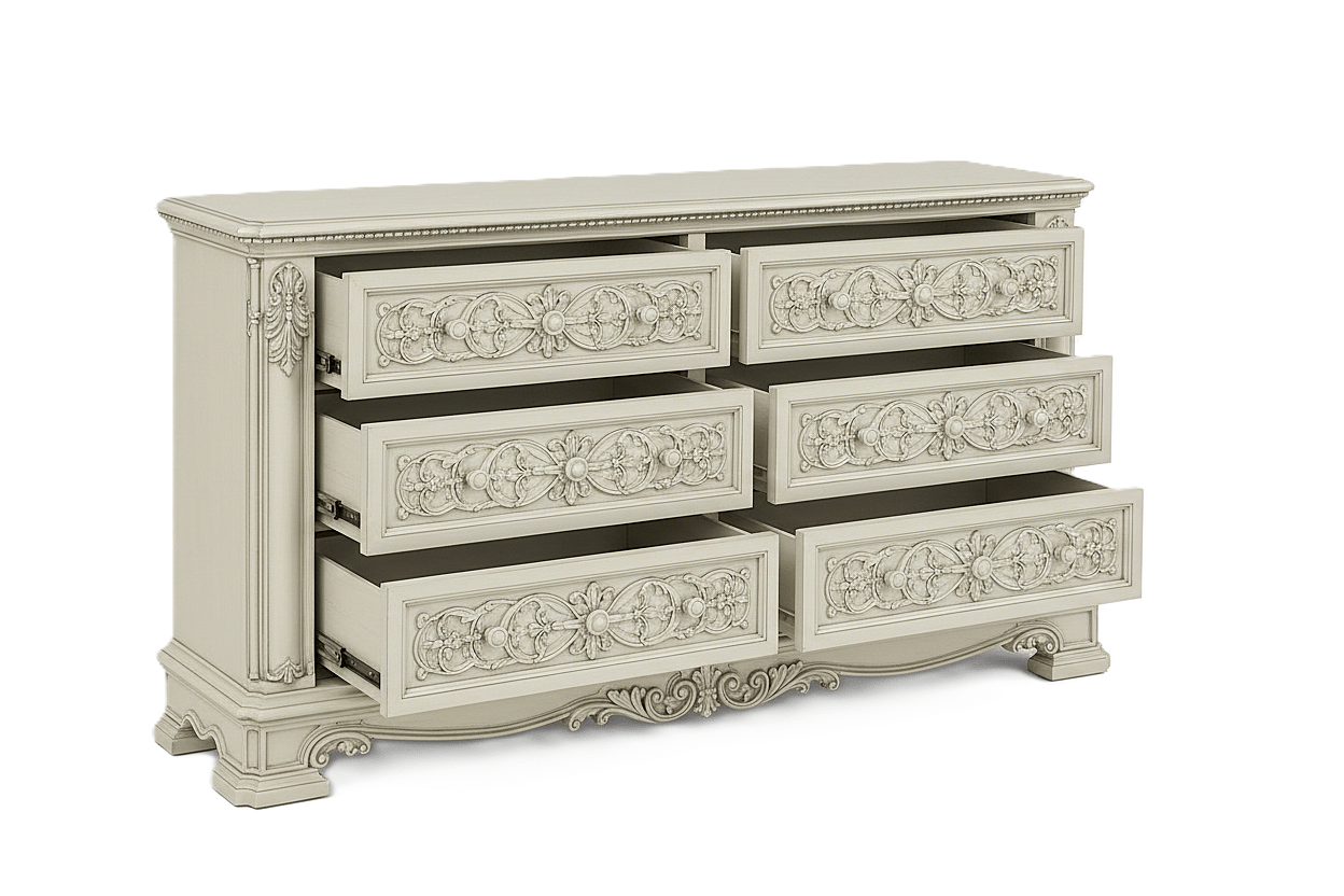 The Obsidian Crown™ Hand - Carved Solid Wood Gothic Dresser – handcrafted solid wood furniture