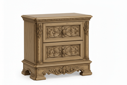 The Obsidian Crown™ Hand - Carved Solid Wood Gothic Nightstand – handcrafted solid wood furniture