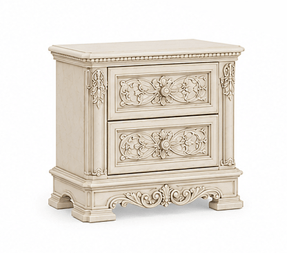 The Obsidian Crown™ Hand - Carved Solid Wood Gothic Nightstand – handcrafted solid wood furniture