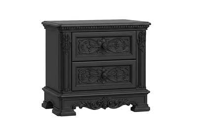 The Obsidian Crown™ Hand - Carved Solid Wood Gothic Nightstand – handcrafted solid wood furniture