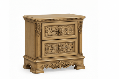 The Obsidian Crown™ Hand - Carved Solid Wood Gothic Nightstand – handcrafted solid wood furniture