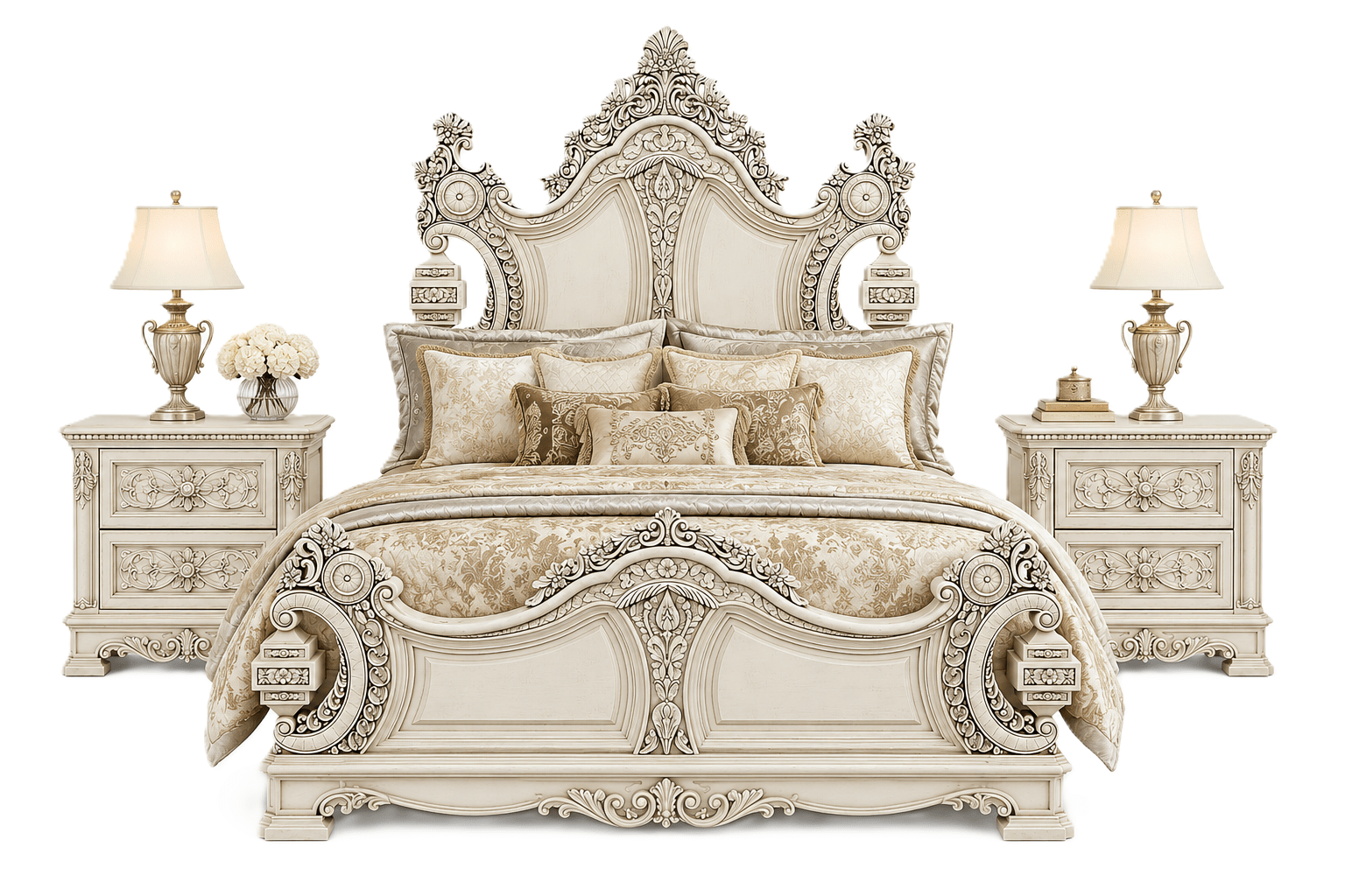 The Obsidian Crown™ Hand - Carved Solid Wood Gothic Nightstand – handcrafted solid wood furniture
