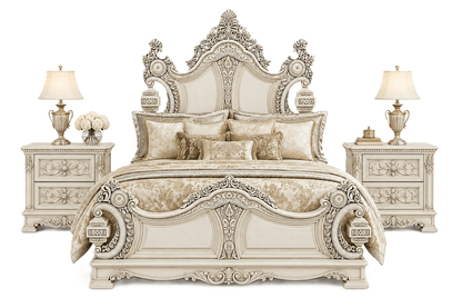 The Obsidian Crown™ Hand - Carved Solid Wood Gothic Platform Bed & Bedroom Collection – handcrafted solid wood furniture