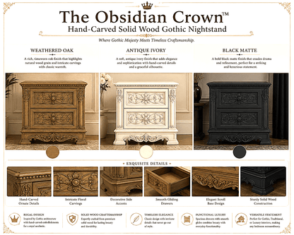 The Obsidian Crown™ Hand - Carved Solid Wood Gothic Platform Bed & Bedroom Collection – handcrafted solid wood furniture