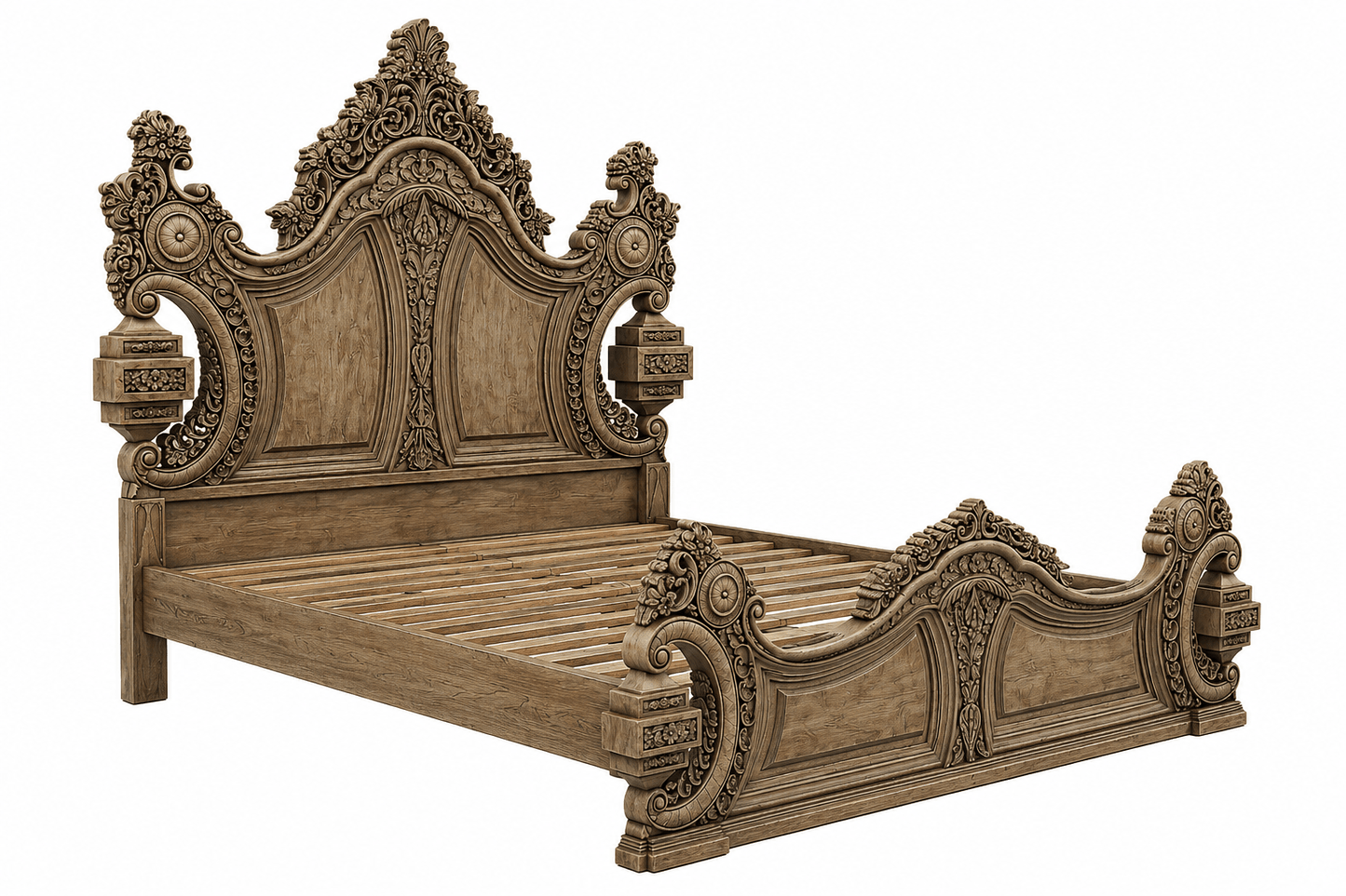 The Obsidian Crown™ Hand - Carved Solid Wood Gothic Platform Bed & Bedroom Collection – handcrafted solid wood furniture