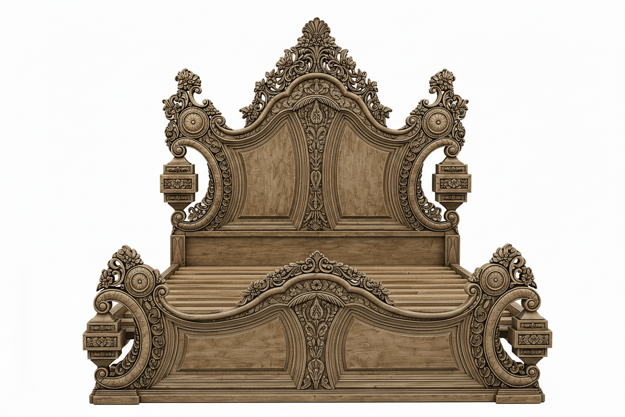 The Obsidian Crown™ Hand - Carved Solid Wood Gothic Platform Bed & Bedroom Collection – handcrafted solid wood furniture