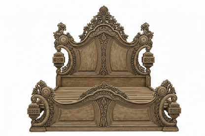 The Obsidian Crown™ Hand - Carved Solid Wood Gothic Platform Bed & Bedroom Collection – handcrafted solid wood furniture