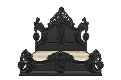 The Obsidian Crown™ Hand - Carved Solid Wood Gothic Platform Bed & Bedroom Collection – handcrafted solid wood furniture