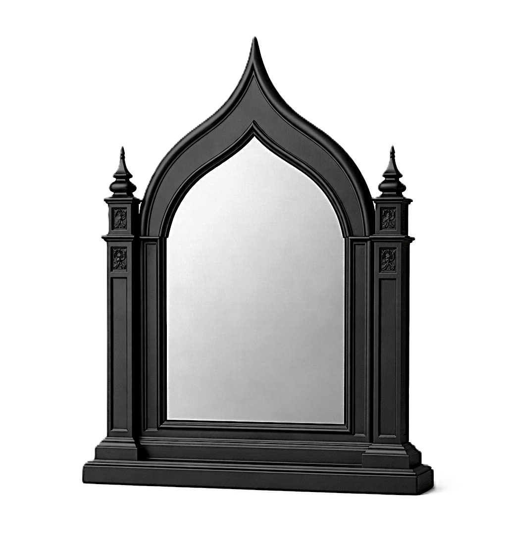 Vaulted Crown Gothic Hand - Carved Solid Wood Platform Bed / Bedroom Collection – handcrafted solid wood furniture