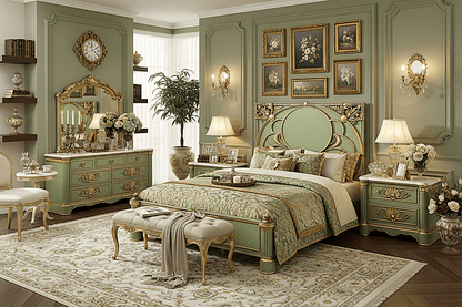 Verdant Élysée™ Hand - Carved Solid Wood Luxury Platform Bed & Bedroom Collection – handcrafted solid wood furniture