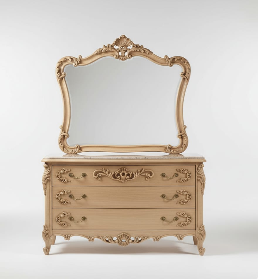 Versailles Royale Rococo Hand - Carved Platform Bed / Bedroom Collection – handcrafted solid wood furniture