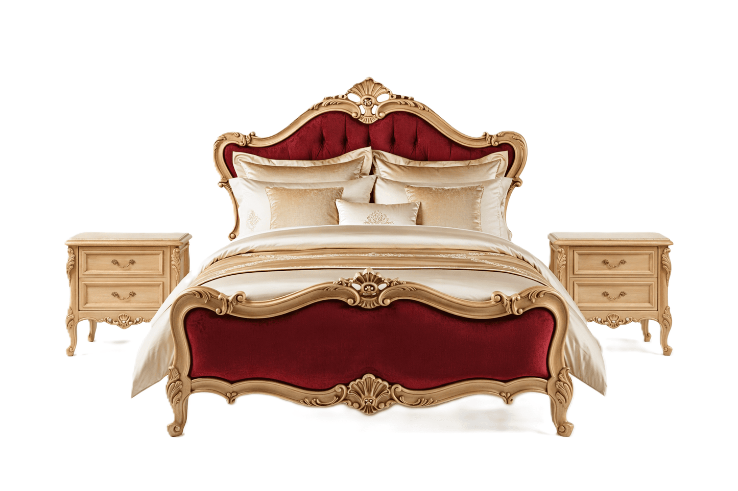 Versailles Royale Rococo Hand - Carved Platform Bed / Bedroom Collection – handcrafted solid wood furniture
