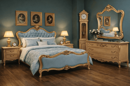 Versailles Royale Rococo Hand - Carved Platform Bed / Bedroom Collection – handcrafted solid wood furniture