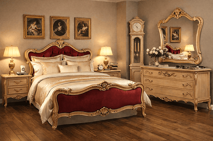 Versailles Royale Rococo Hand - Carved Platform Bed / Bedroom Collection – handcrafted solid wood furniture