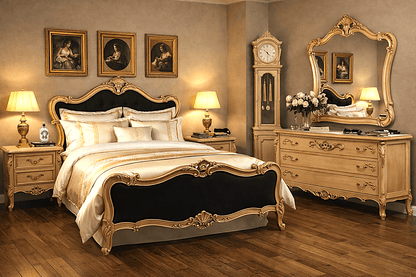 Versailles Royale Rococo Hand - Carved Platform Bed / Bedroom Collection – handcrafted solid wood furniture