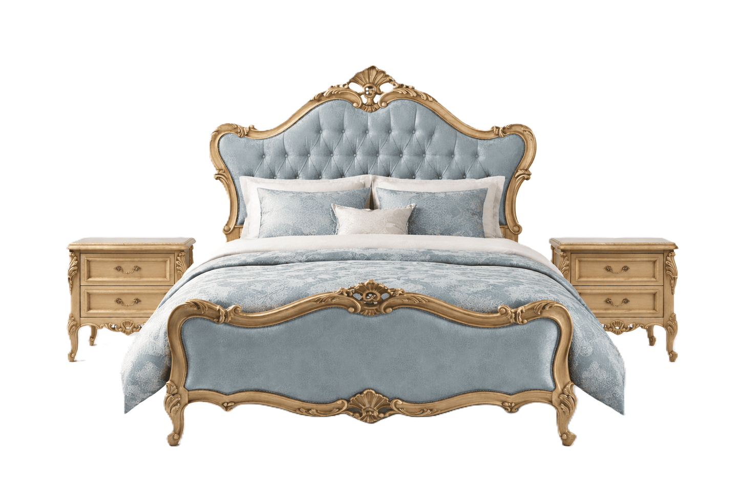 Versailles Royale Rococo Hand - Carved Platform Bed / Bedroom Collection – handcrafted solid wood furniture