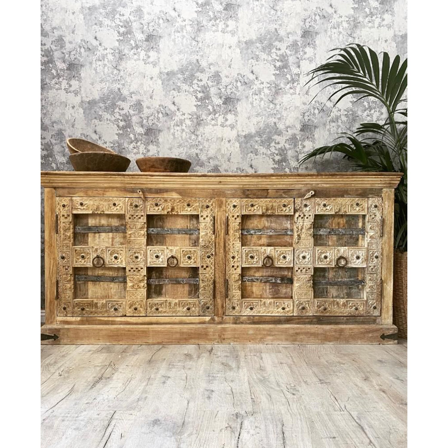 VINTE Solid Mango Wood Hand Carved Cabinet – handcrafted solid wood furniture