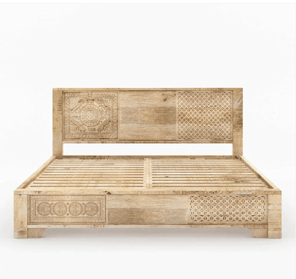 Vivid Sahara Contemporary Mango Wood Bed by Hibashi Furniture – handcrafted solid wood furniture made in India