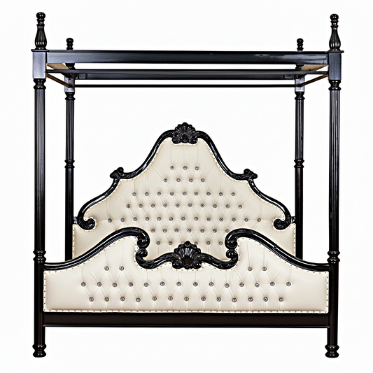 Zaraa Hand Carved Tufted Canopy Bed