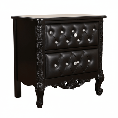 Zaraa™ Hand-Carved Solid Wood Tufted Canopy Platform Bed + Bedroom Collection – handcrafted solid wood furniture