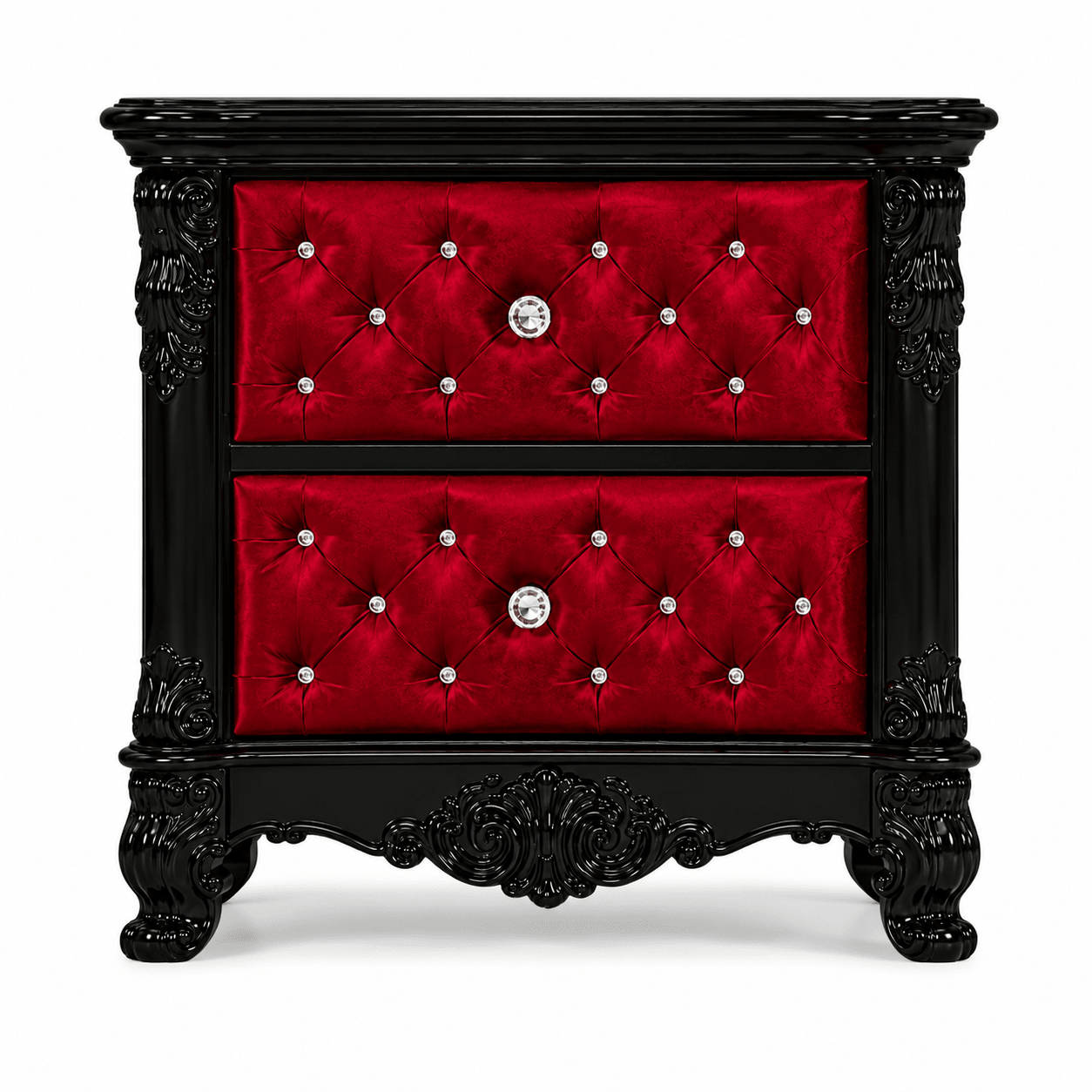Zaraa™ Hand-Carved Solid Wood Tufted Canopy Platform Bed + Bedroom Collection – handcrafted solid wood furniture
