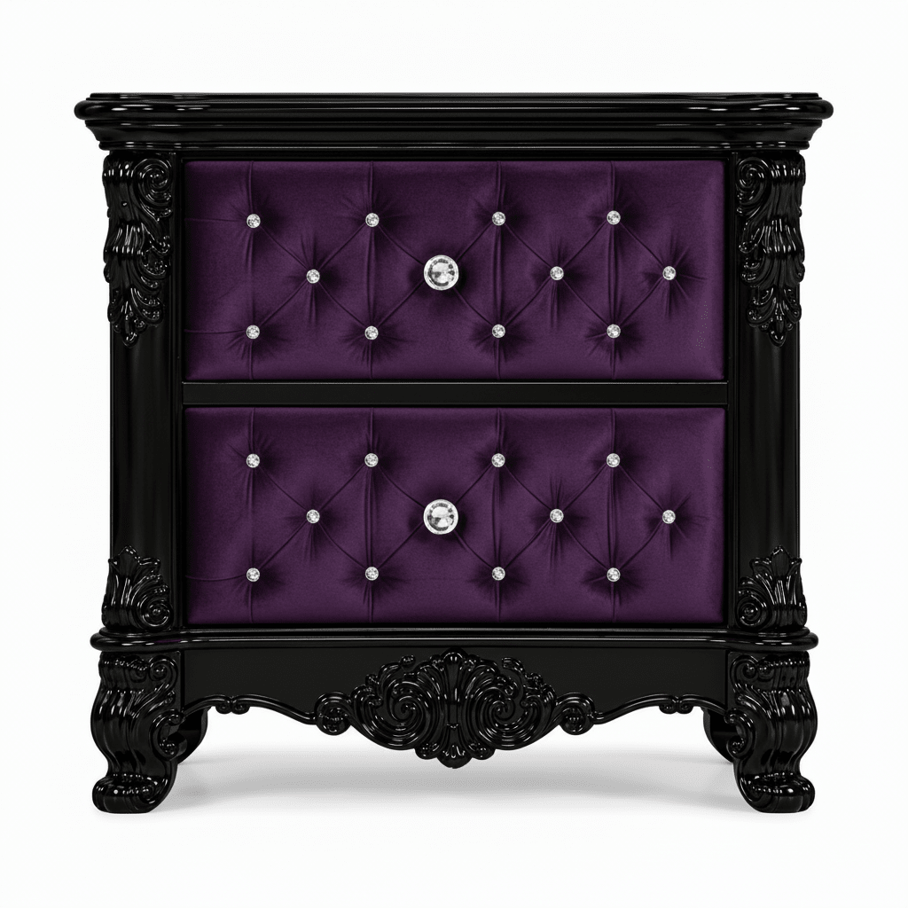 Zaraa™ Hand-Carved Solid Wood Tufted Canopy Platform Bed + Bedroom Collection – handcrafted solid wood furniture