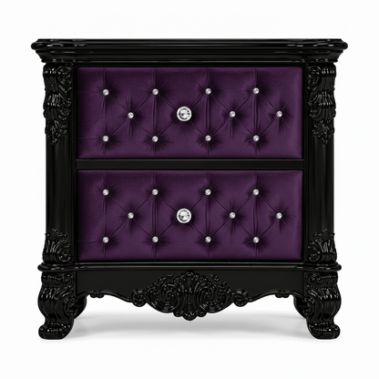 Zaraa™ Hand-Carved Solid Wood Tufted Canopy Platform Bed + Bedroom Collection – handcrafted solid wood furniture
