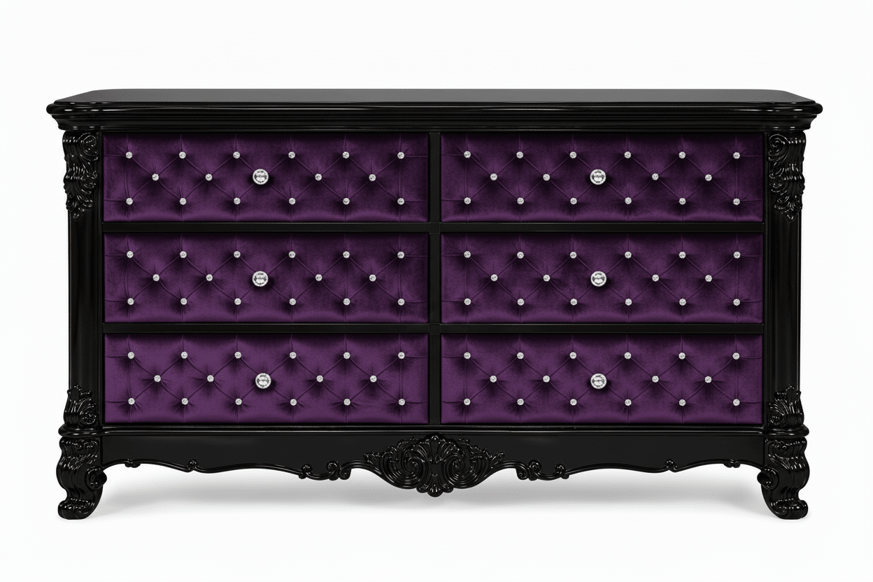 Zaraa™ Hand-Carved Solid Wood Tufted Dresser – handcrafted solid wood furniture