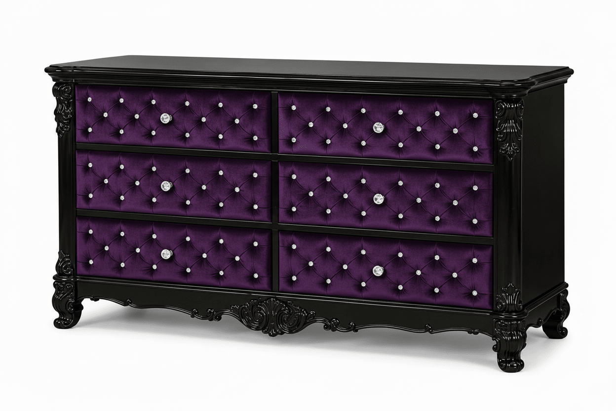 Zaraa™ Hand-Carved Solid Wood Tufted Dresser – handcrafted solid wood furniture