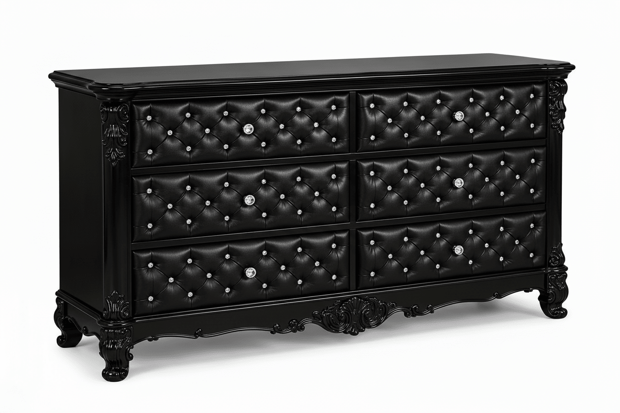 Zaraa™ Hand-Carved Solid Wood Tufted Dresser – handcrafted solid wood furniture