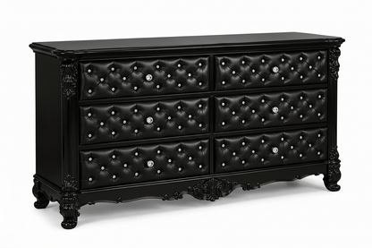 Zaraa™ Hand-Carved Solid Wood Tufted Dresser – handcrafted solid wood furniture