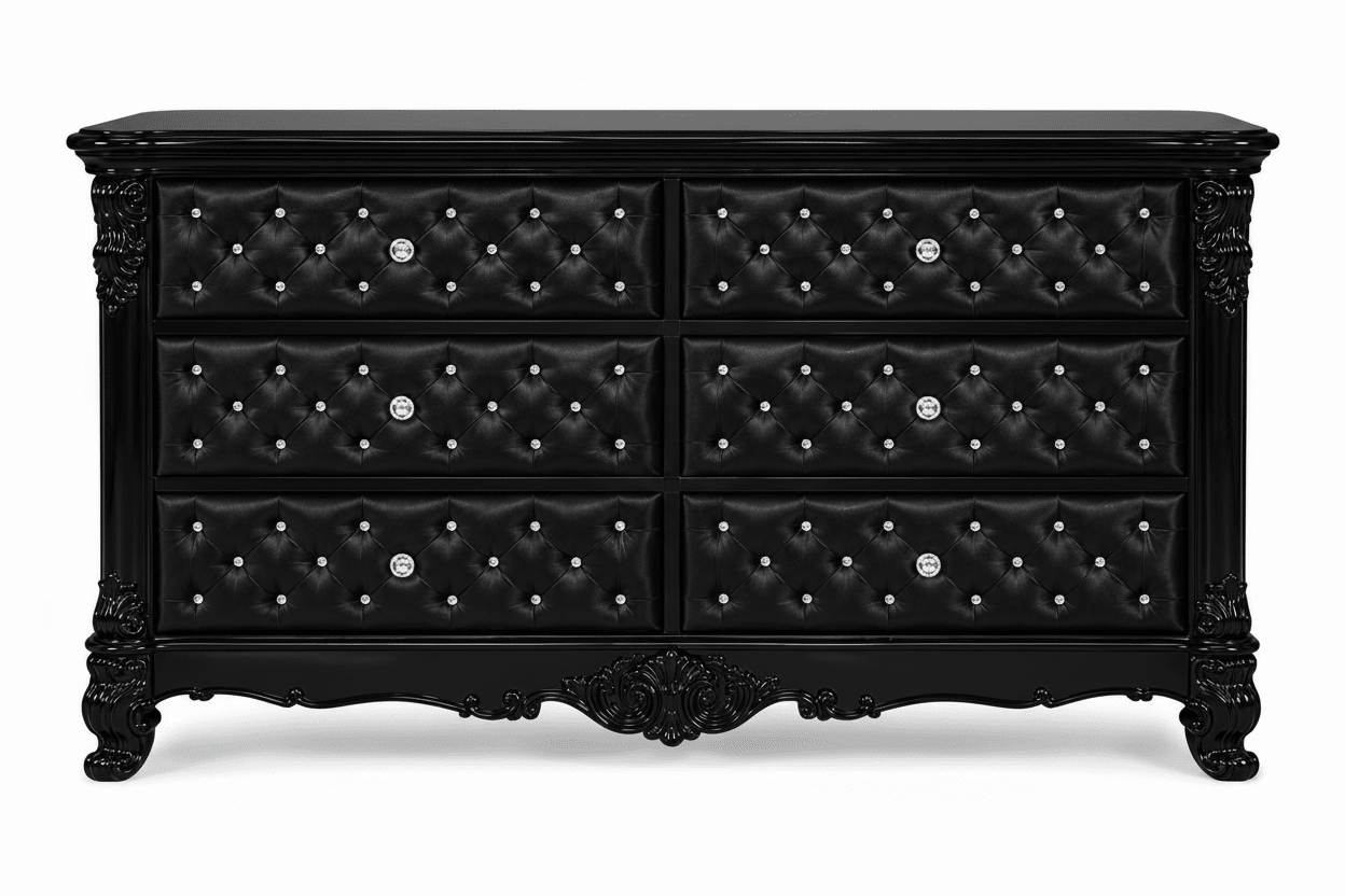Zaraa™ Hand-Carved Solid Wood Tufted Dresser – handcrafted solid wood furniture