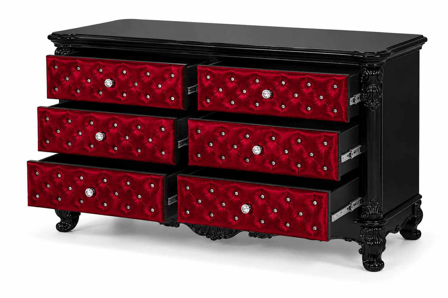 Zaraa™ Hand-Carved Solid Wood Tufted Dresser – handcrafted solid wood furniture