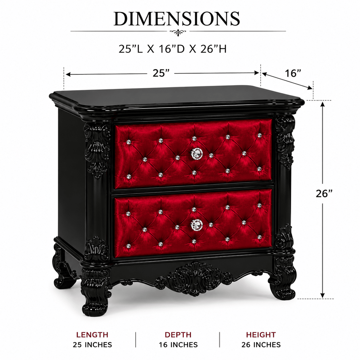 Zaraa™ Hand-Carved Solid Wood Tufted Nightstand – handcrafted solid wood furniture