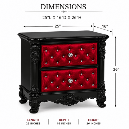 Zaraa™ Hand-Carved Solid Wood Tufted Nightstand – handcrafted solid wood furniture