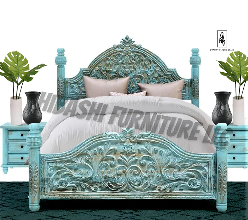 Hand-carved Solid Wood Queen King Bed Headboard Headboards 
