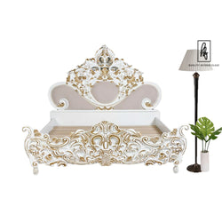 Royalty Solid Mango Wood Hand Carved Bed