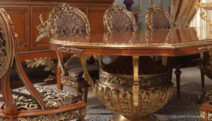 JUEGO DE MESA DE COMEDOR CON DISEÑO DE TALLA REAL TALLADA A MANO KING