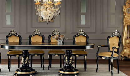 GORGUS HAND CARVED FRENCH STYLE DINING TABLE SET