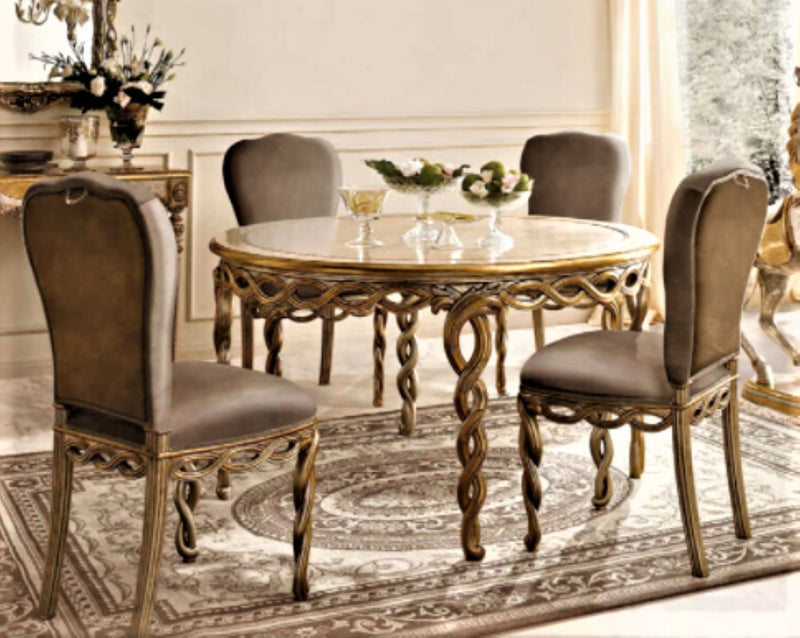 Majenta Hand Carved Luxury Dining Table Set
