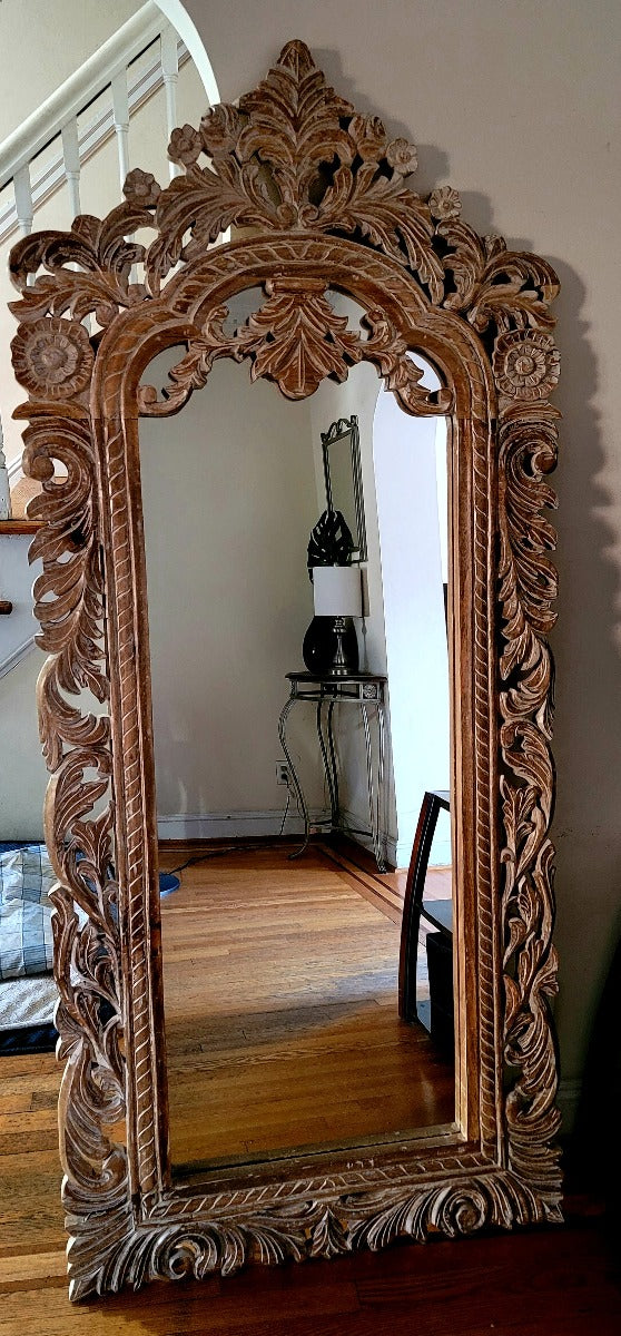 Ornately Carved Floor Mirror