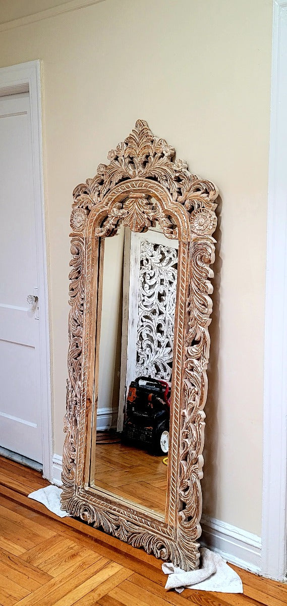Ornately Carved Floor Mirror
