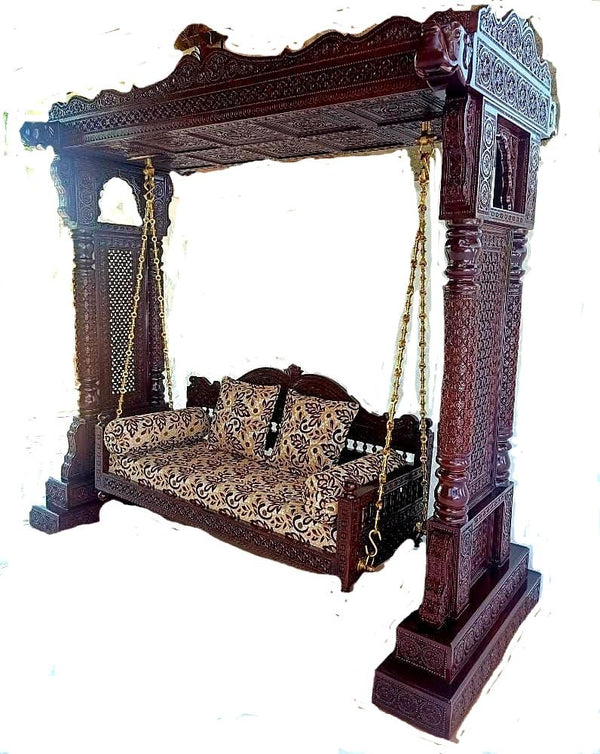 DUYAN Hand Carved Indian Elephant Swing
