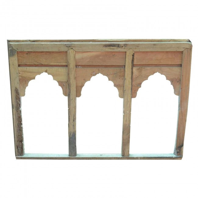 Marco de espejo de pared antiguo de madera recuperada de Mehrab tallado