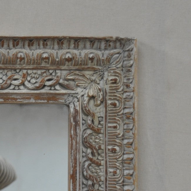 Marco de espejo de diseñador tallado a mano envejecido