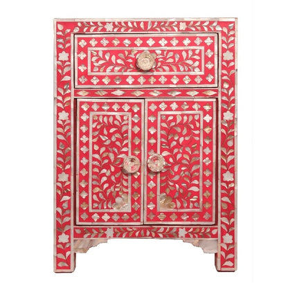 Mother of Pearl Bone Inlay Handmade Bedside Table