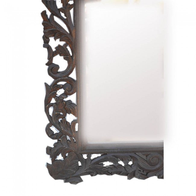 Marco de espejo de arco de diseñador tallado a mano marrón