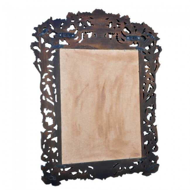 Marco de espejo de arco de diseñador tallado a mano marrón