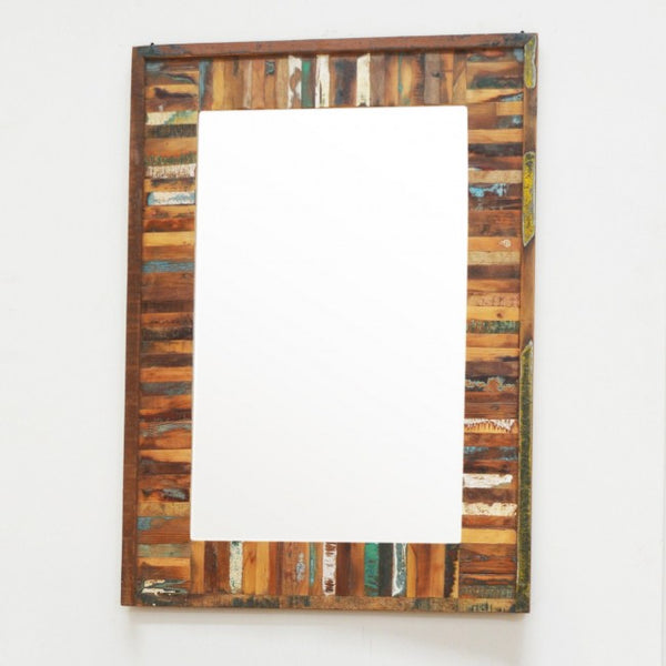 Marco de espejo de pared de madera recuperada